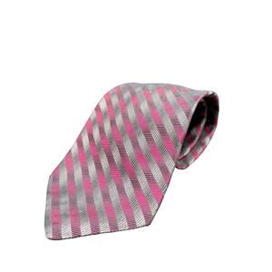 Robert Talbott Silk Tie Red Gray Diagonal Stripe Classic Necktie